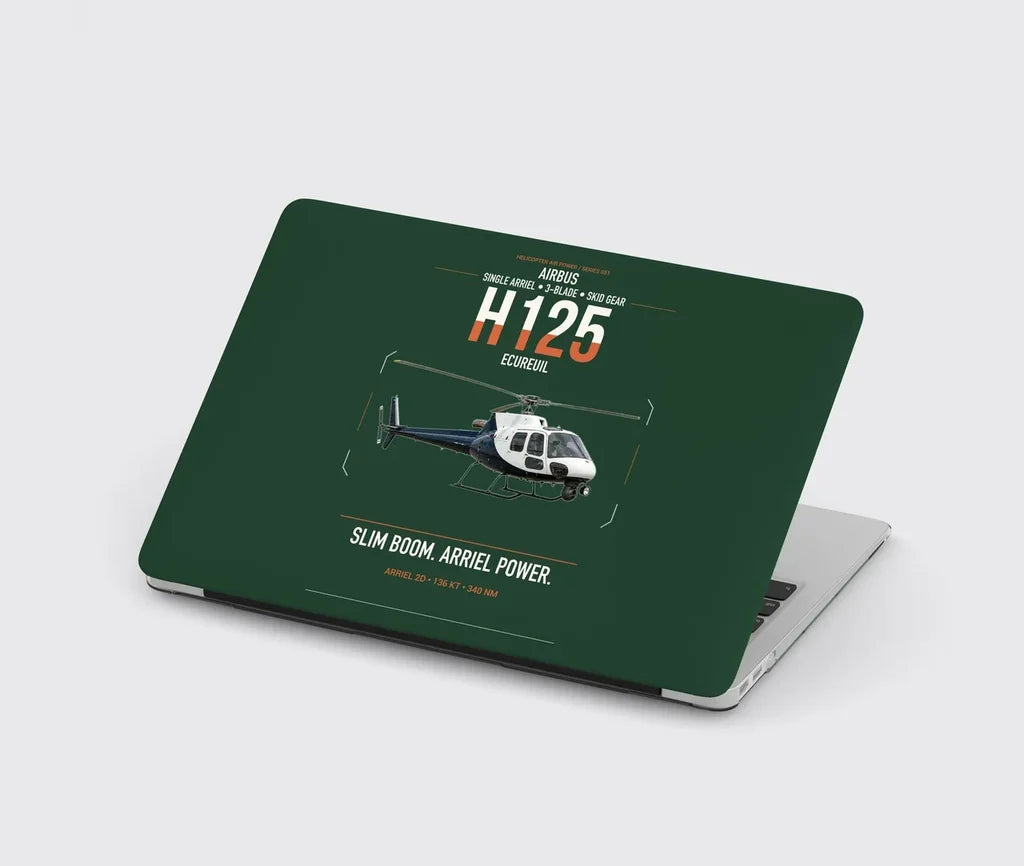 Airbus H125 design on dark green MacBook case