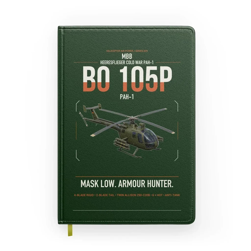 MBB BO 105P PAH-1 design on dark green notebook
