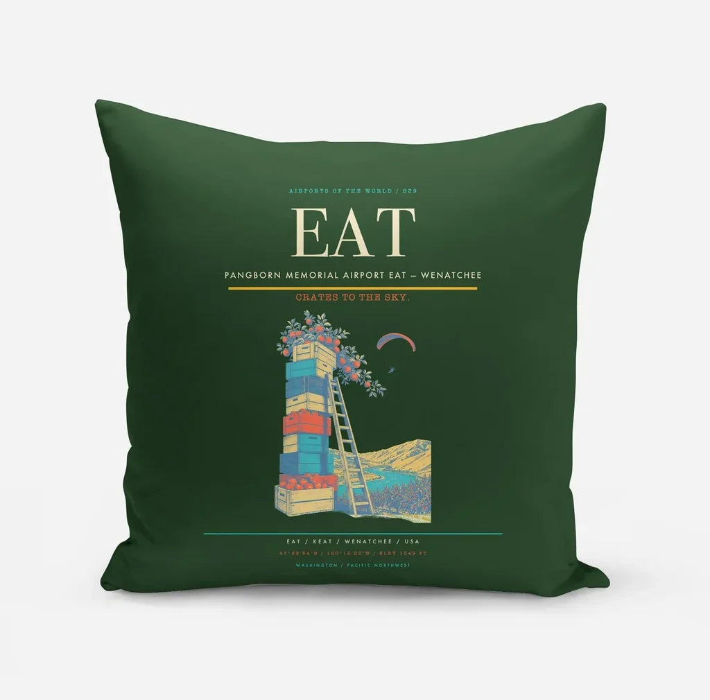 Pangborn Memorial Airport (EAT) design on dark green pillow