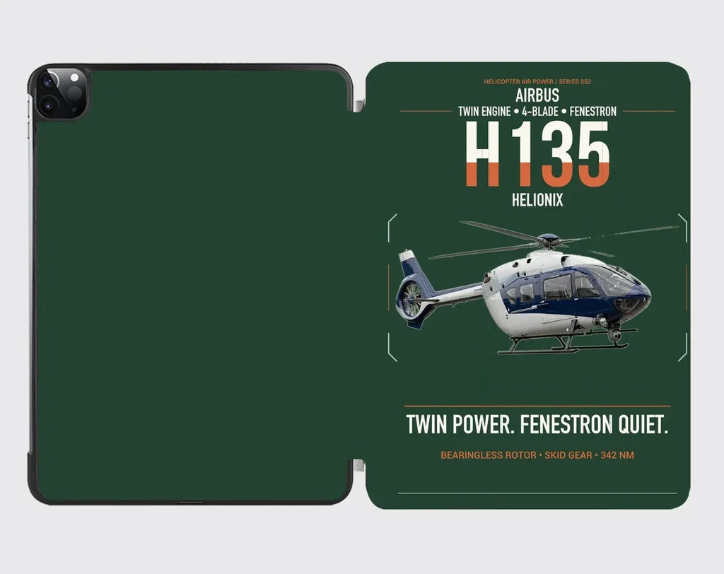 Airbus H135 design on dark green ipad tablet case