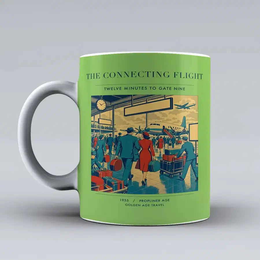 VINTAGE G4088 - The Connecting Flight - Ceramic Mug design on lightgreen