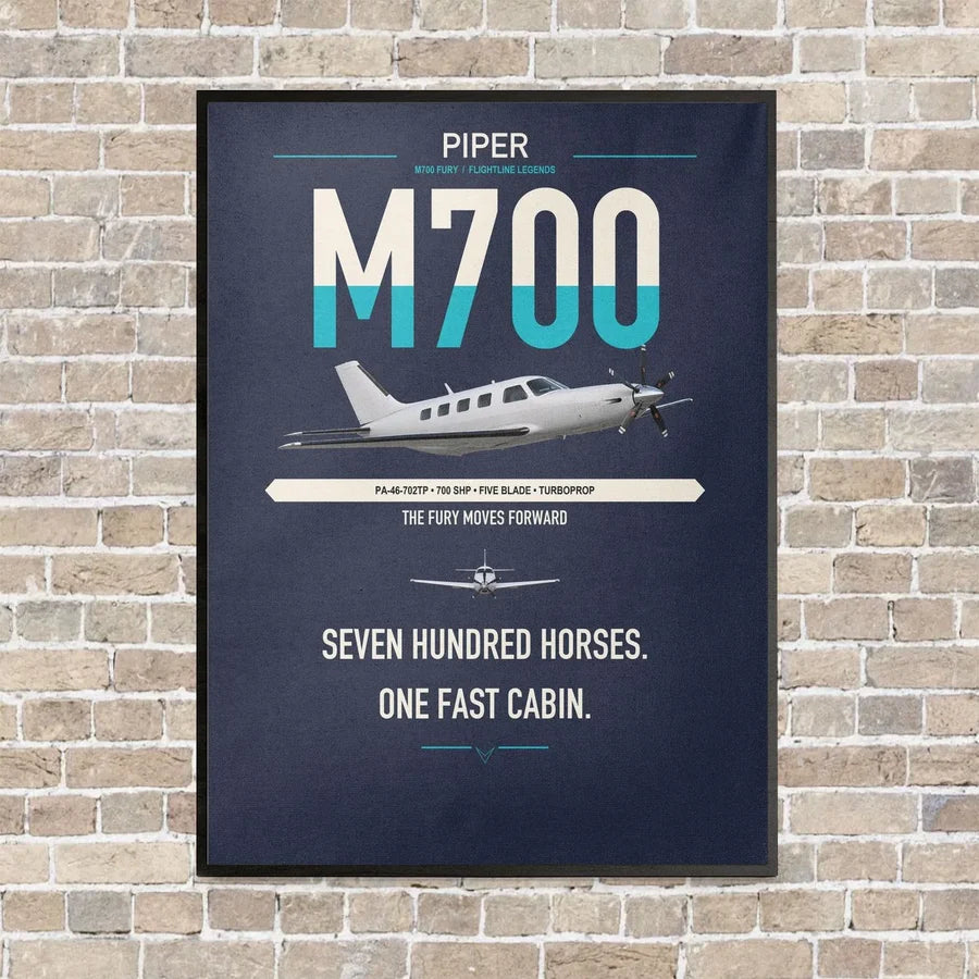 Piper M700 Fury vertical canvas print - framed - navy blue background