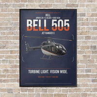 Thumbnail for Bell 505 Jet Ranger X vertical canvas print - framed - navy blue background