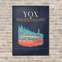 Thumbnail for Gander International Airport YQX vertical canvas print - framed - navy blue background