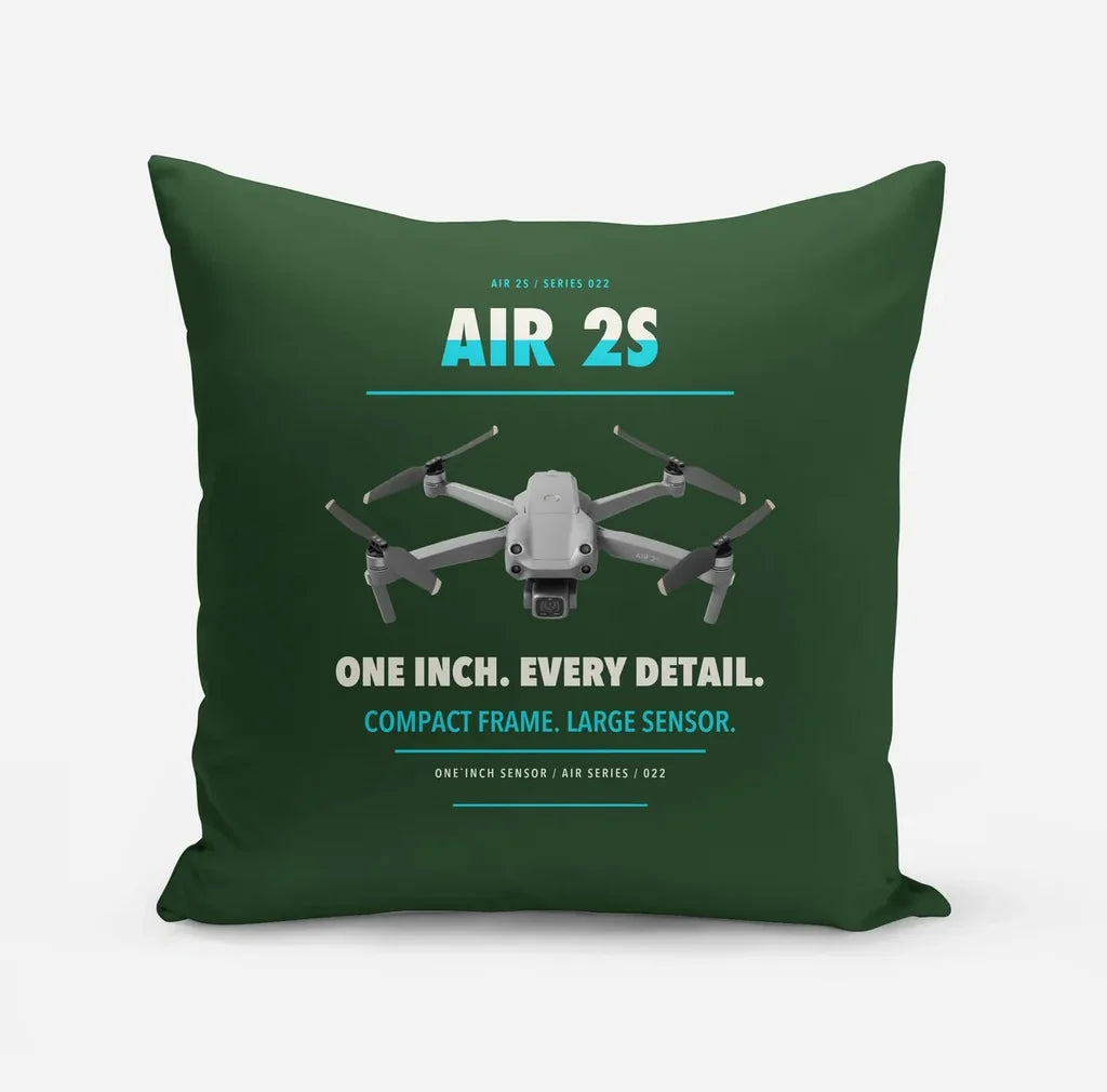 DJI Air 2S design on dark green pillow