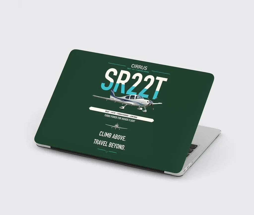 Cirrus SR22T design on dark green MacBook case