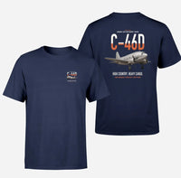 Thumbnail for C-46D Commando design on navy blue double-side t-shirt, double-side print