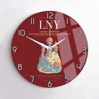 Thumbnail for Lanai Airport (LNY) design on dark red no frame wall clock