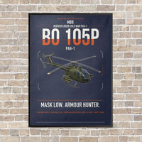 Thumbnail for MBB BO 105P PAH-1 vertical canvas print - framed - navy blue background