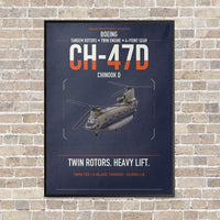 Thumbnail for Boeing CH-47D vertical canvas print - framed - navy blue background