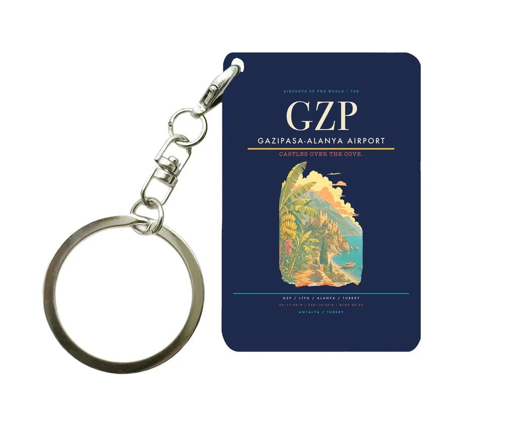 Gazipasa-Alanya Airport (GZP) design on navy blue key chain