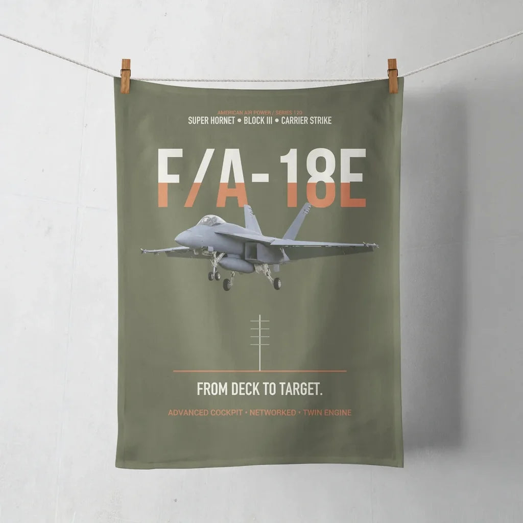 F-A-18E Super Hornet Block III From Deck To Target design on green army towel