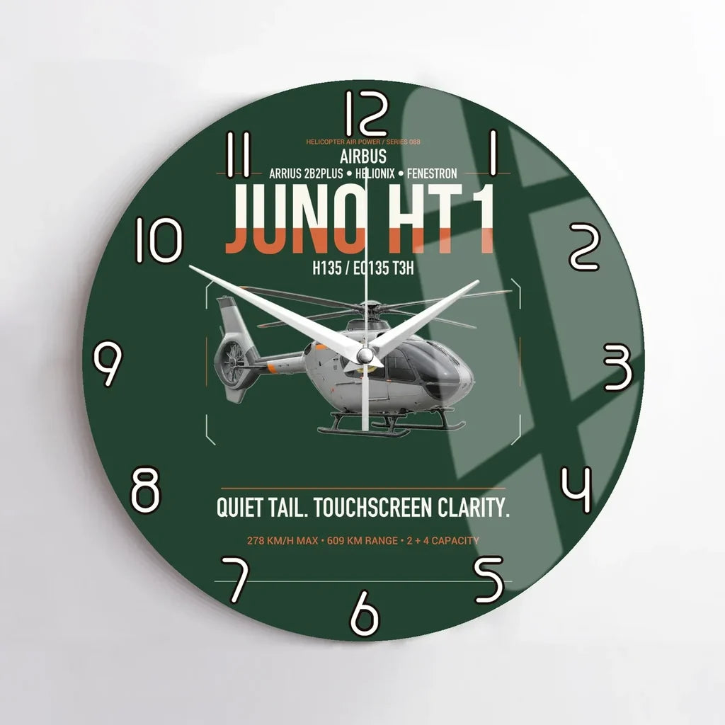Airbus H135 Juno HT1 design on dark green no frame wall clock