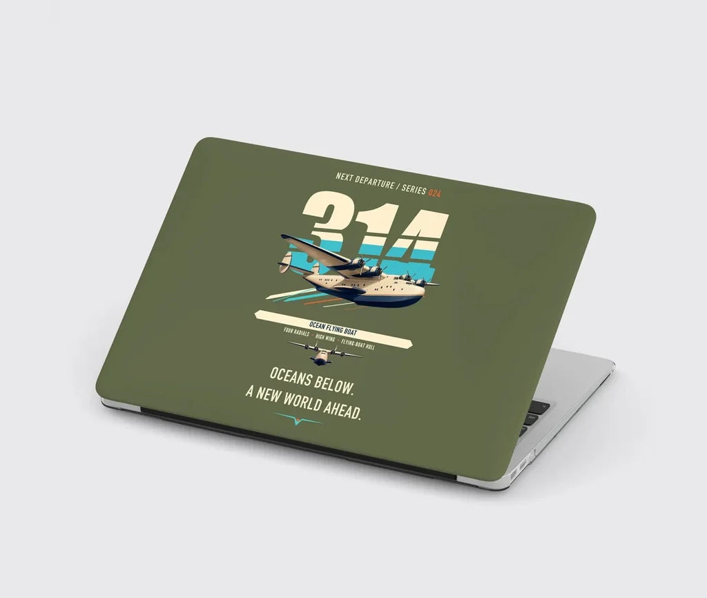 Boeing 314 Clipper design on green army MacBook case