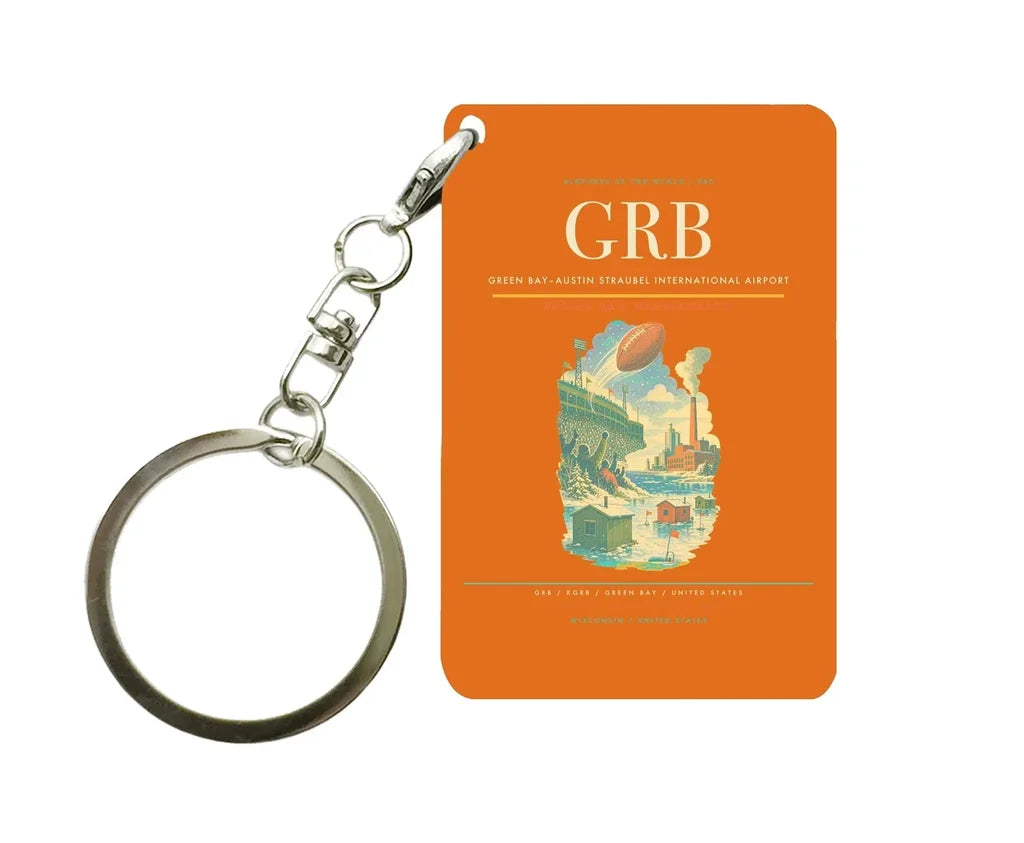 Green Bay–Austin Straubel International Airport (GRB) design on orange key chain