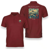 Thumbnail for VINTAGE G4001 - The Flying Field - Double-Side Polo T-Shirt design on red
