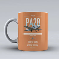 Thumbnail for Piper PA-28 Cherokee design on orange ceramic mug, double-side print