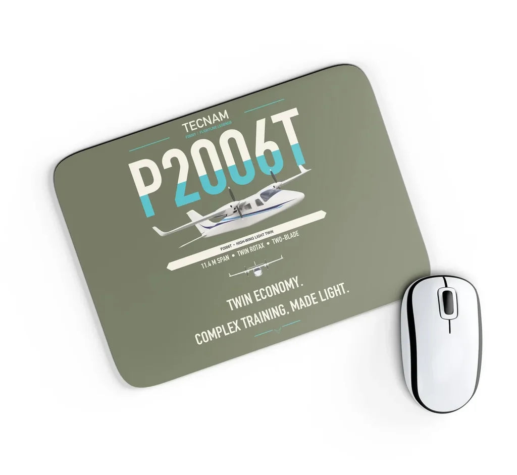 Tecnam P2006T design on green army rectangle mouse pad