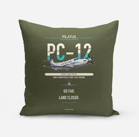 Thumbnail for Pilatus PC-12 PRO design on green army pillow