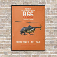 Thumbnail for Robinson R66 vertical canvas print - framed - orange background