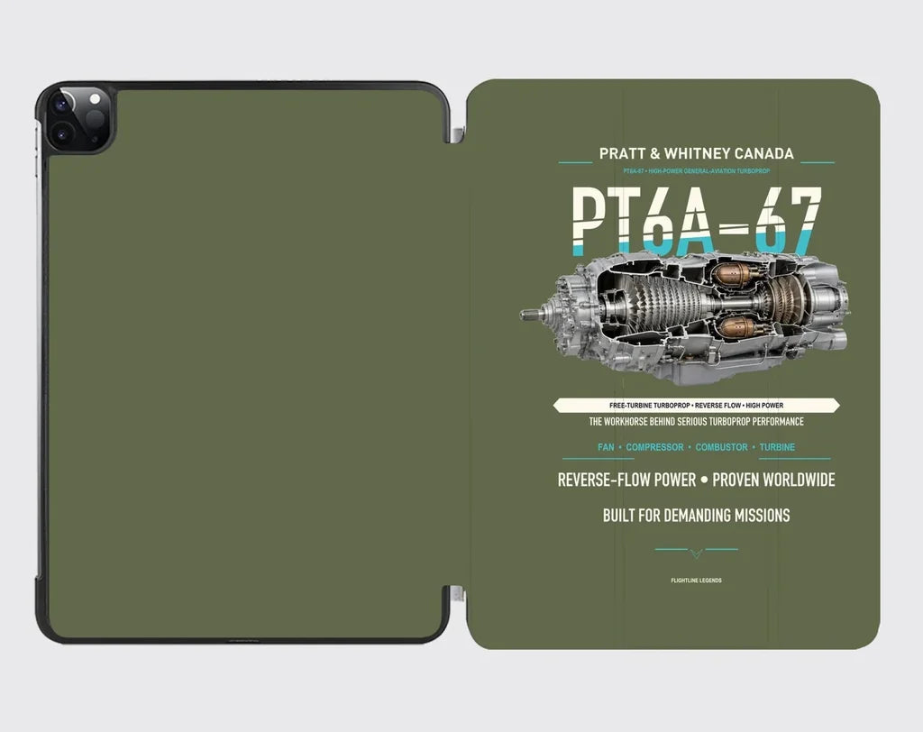 PT6A-67 design on green army ipad tablet case