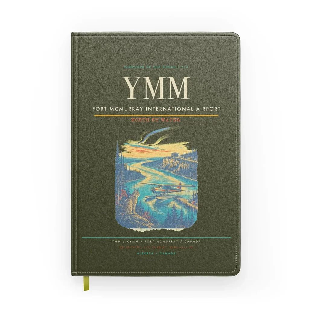 Fort McMurray International Airport (YMM) design on green army notebook