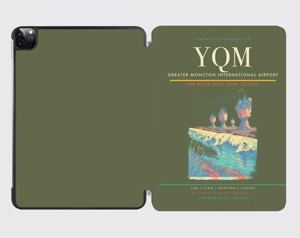 Greater Moncton International Airport (YQM) design on green army ipad tablet case