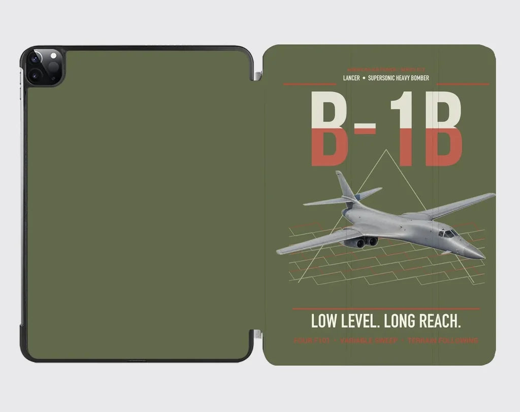 B-1B Lancer design on green army ipad tablet case
