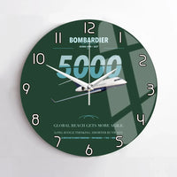 Thumbnail for Bombardier Global 5000 design on dark green no frame wall clock