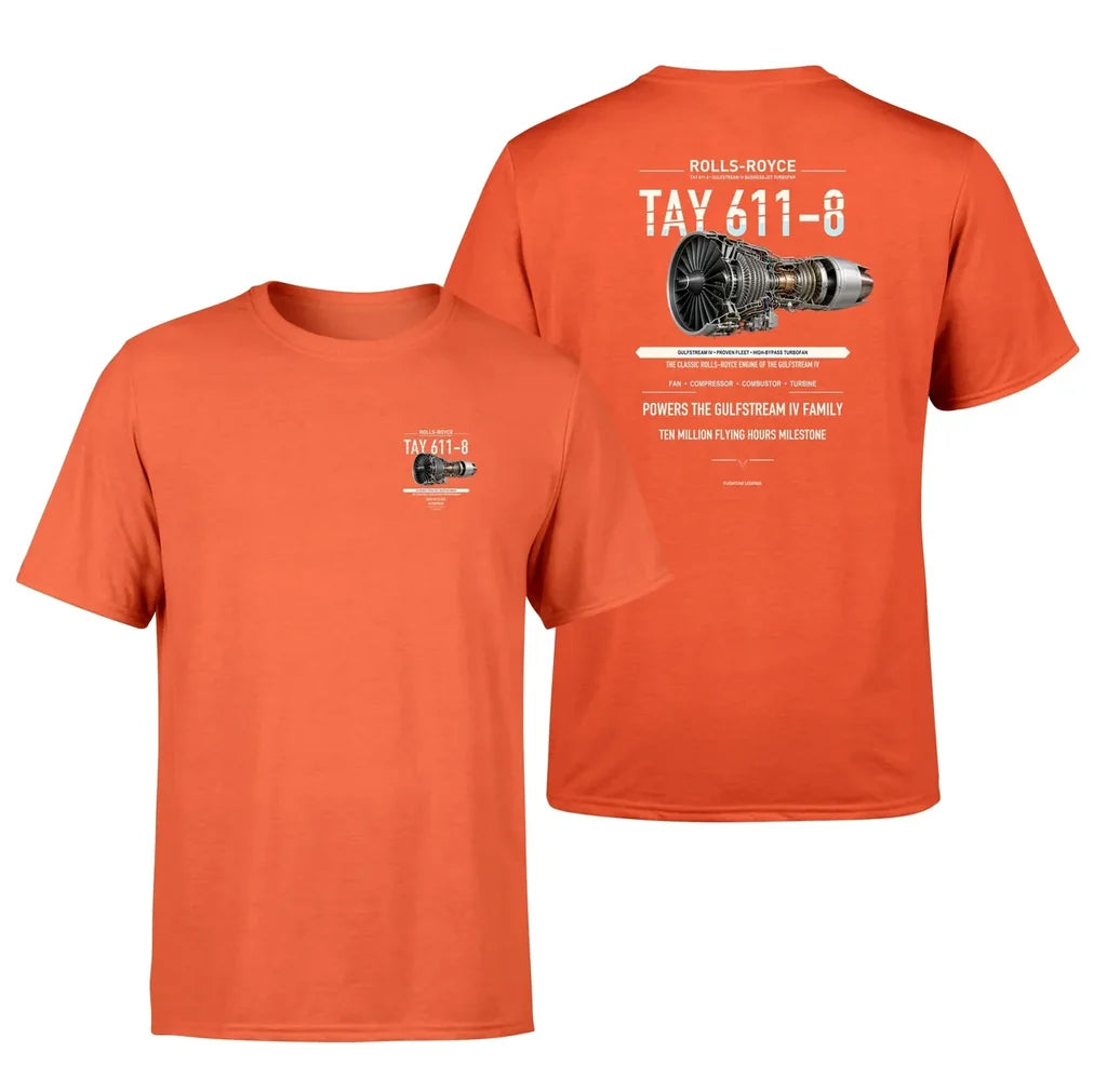 TAY 611-8 design on orange t shirt