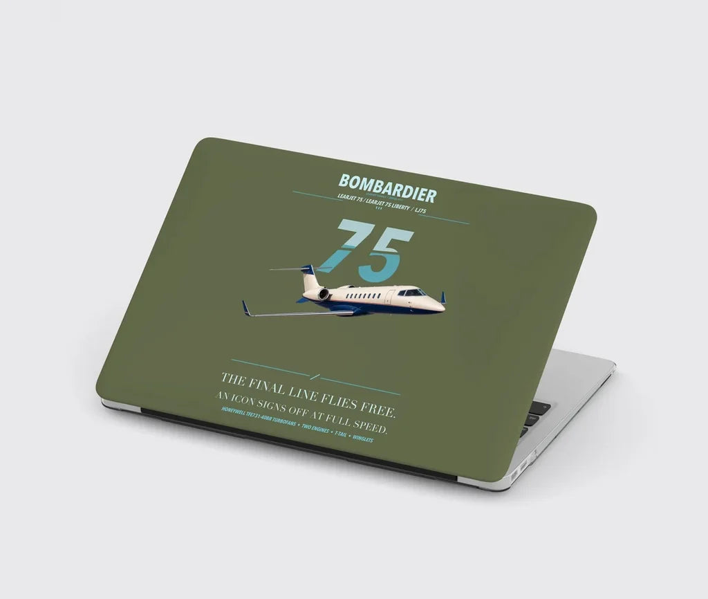 Bombardier Learjet 75 Liberty design on green army MacBook case