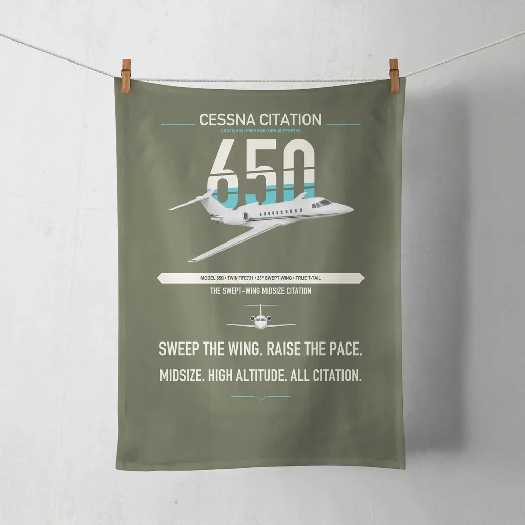 Cessna Citation 650 - Citation III design on green army towel
