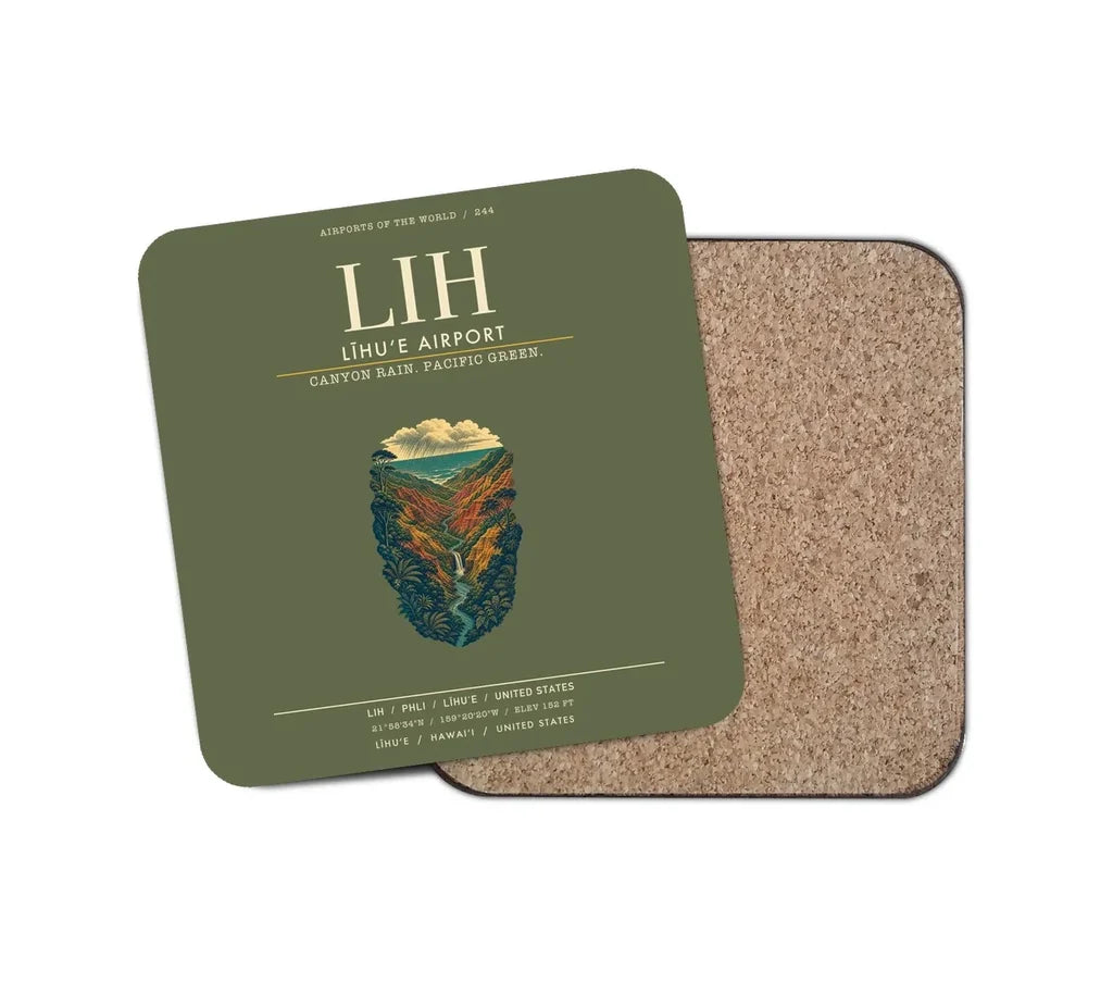 Līhuʻe Airport (LIH) design on green army 1 piece coaster