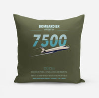 Thumbnail for Bombardier Global 7500 design on green army pillow