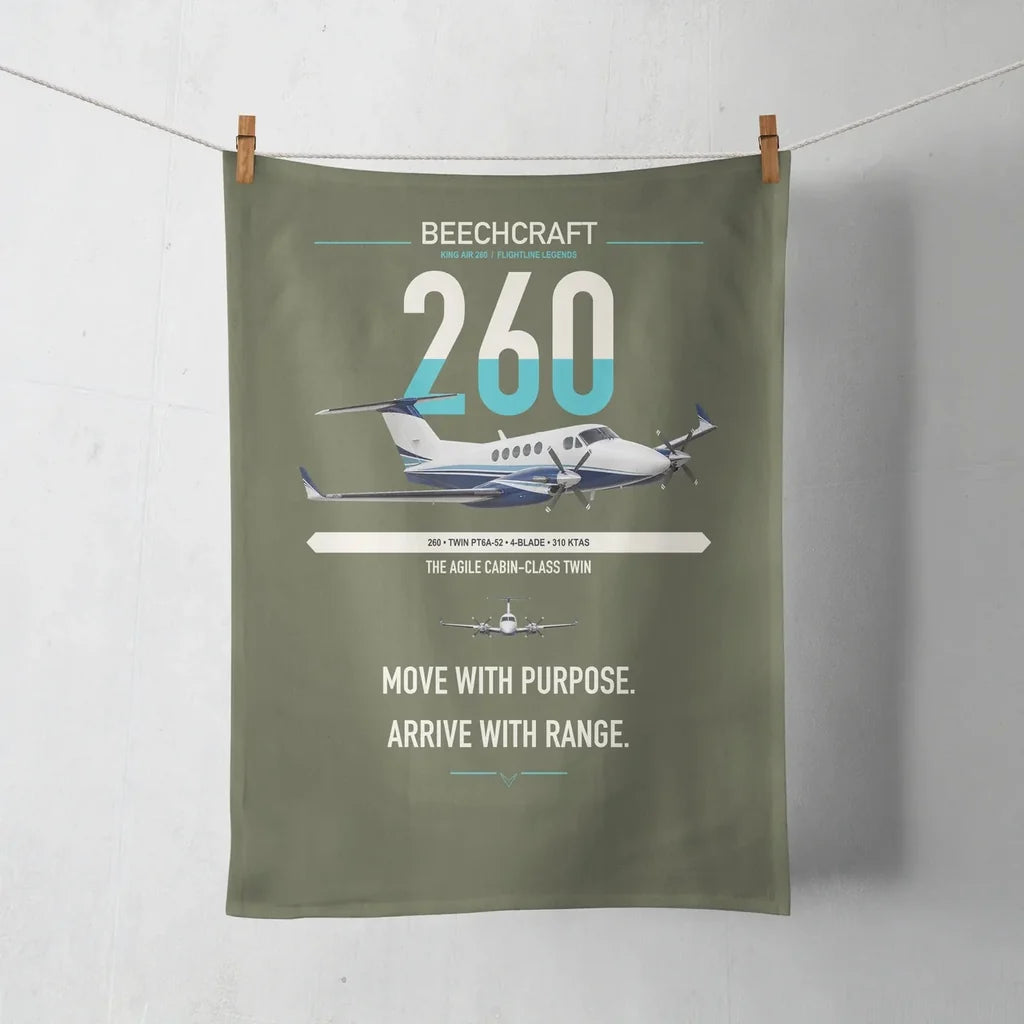 Beechcraft King Air 260 design on green army towel