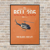 Thumbnail for Bell 205A-1++ vertical canvas print - framed - orange background