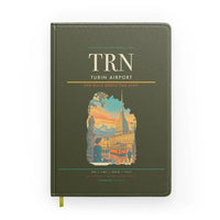Thumbnail for Turin Airport (TRN) design on green army notebook