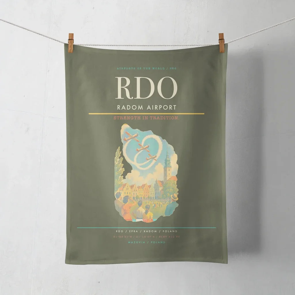 Radom Airport (RDO) design on green army towel