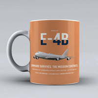 Thumbnail for E-4B Nightwatch design on orange ceramic mug, double-side print
