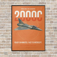Thumbnail for Dassault Mirage 2000C RDI vertical canvas print - framed - orange background