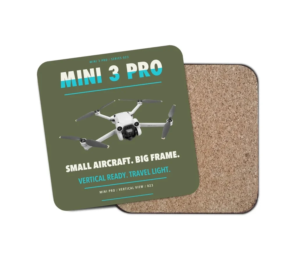 DJI Mini 3 Pro design on green army 1 piece coaster