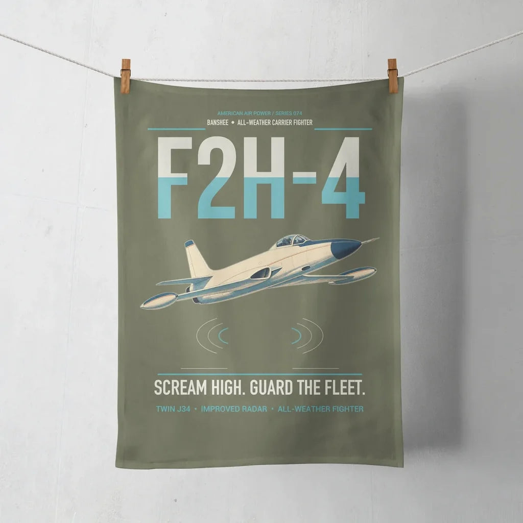 F2H-4 Banshee design on green army towel