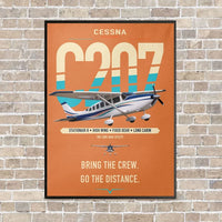 Thumbnail for Cessna T207A Stationair 8 vertical canvas print - framed - orange background