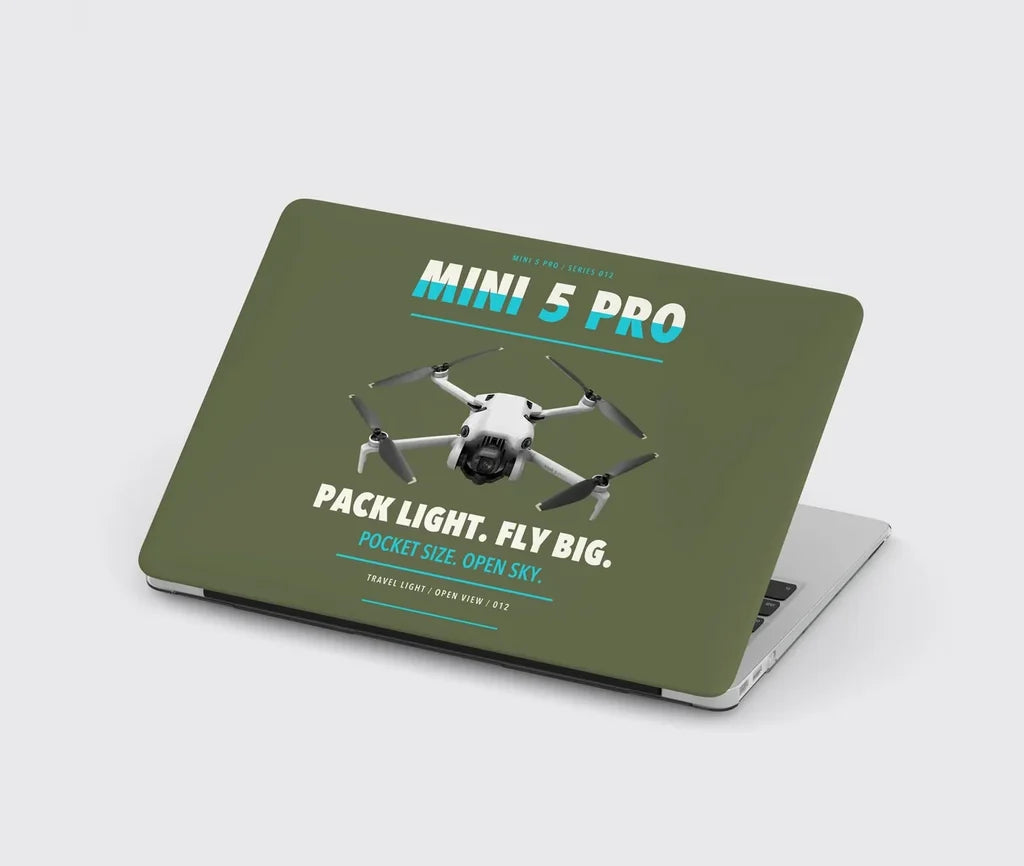 DJI Mini 5 Pro design on green army MacBook case