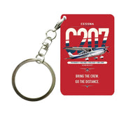 Thumbnail for Cessna T207A Stationair 8 design on red designed key chain, double-side print