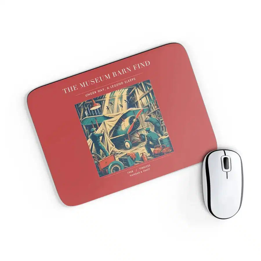 VINTAGE G4454 - The Museum Barn Find - Designed Mouse Pads design on red rectangle