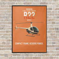 Thumbnail for Robinson R22 Beta II vertical canvas print - framed - orange background