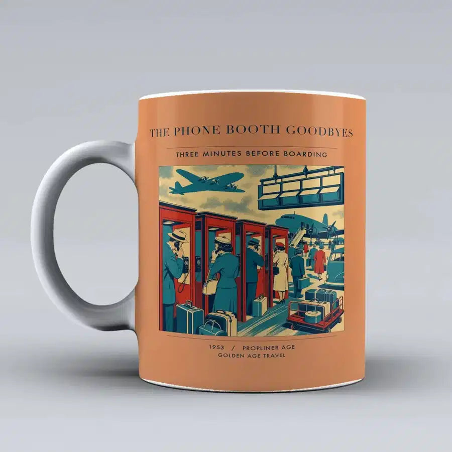 VINTAGE G4382 - The Phone Booth Goodbyes - Ceramic Mug design on orange