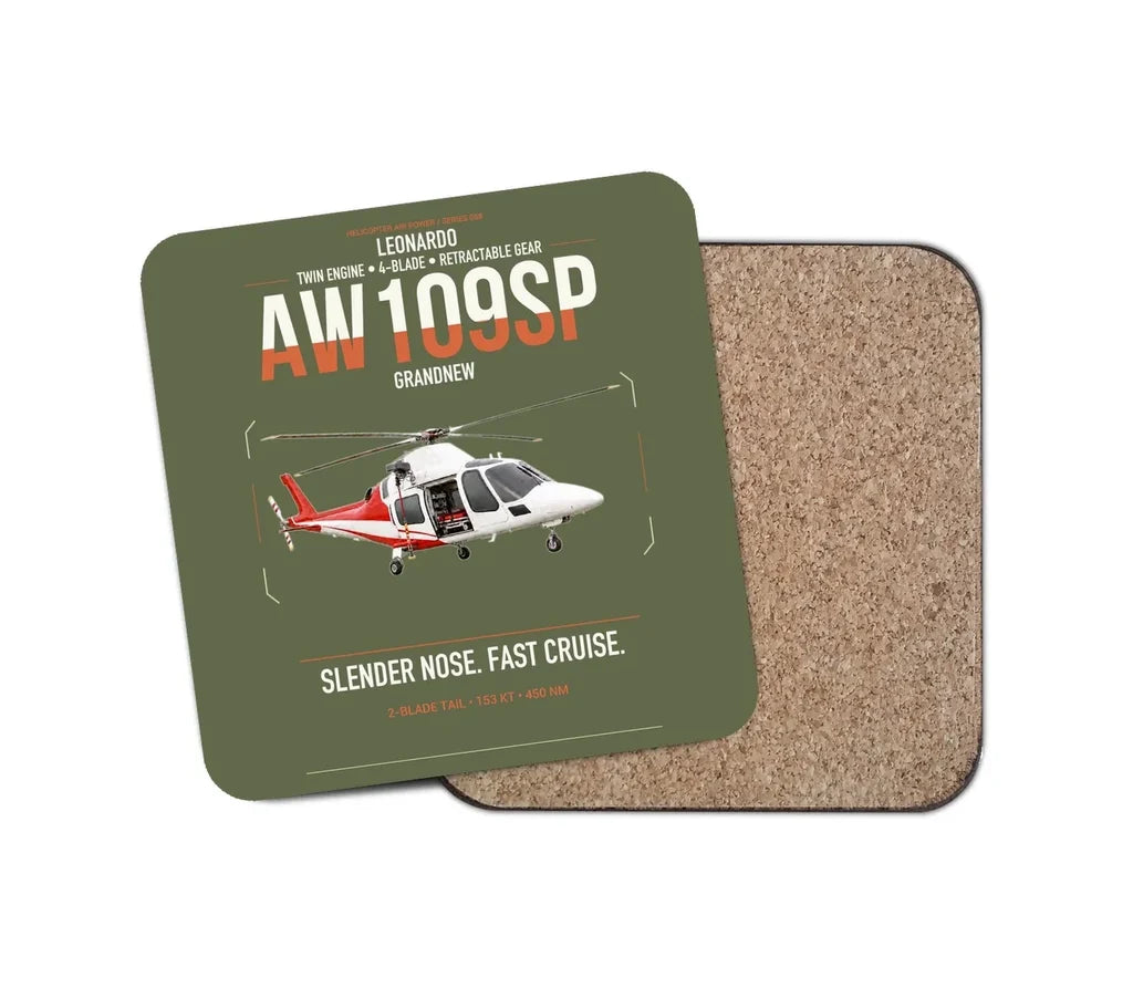 Leonardo AW109SP GrandNew design on green army 1 piece coaster
