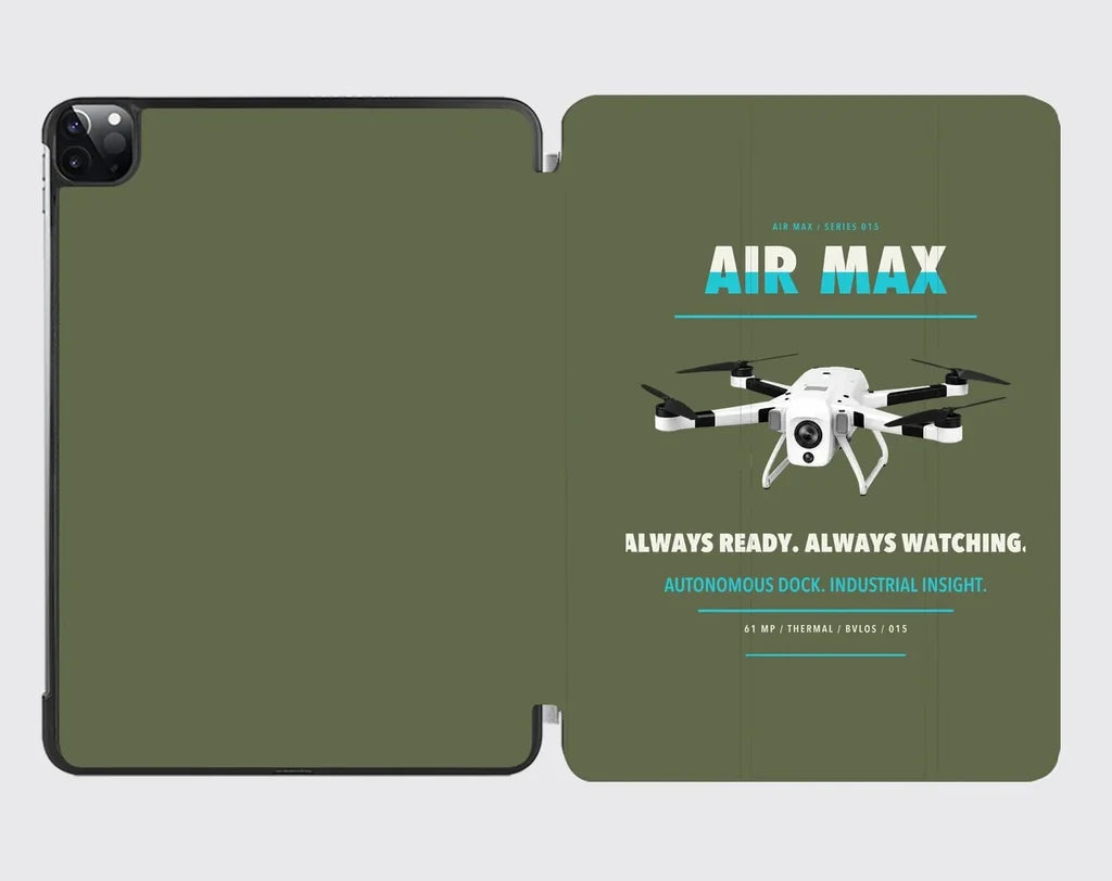 Percepto Air Max design on green army ipad tablet case